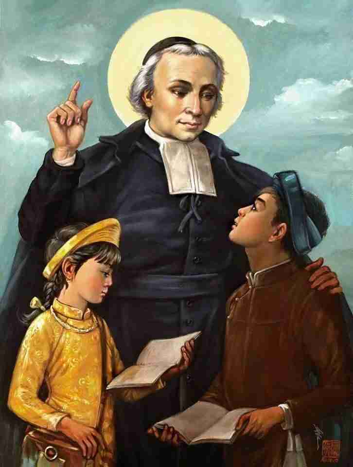 Cuadro de San Juan Bautista de La Salle. Patrono de los educadores.